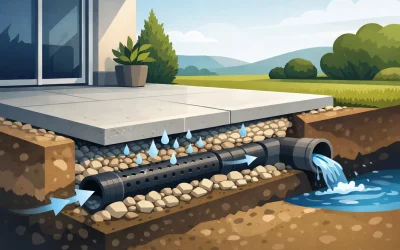 Drainage sous dalle béton extérieure bien pensé